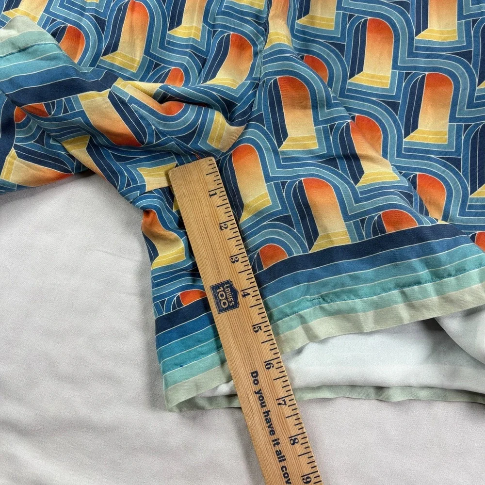 Casablanca Tennis Club Shorts‎ Mens XL Blue Silk Stretch Casual Italy Made